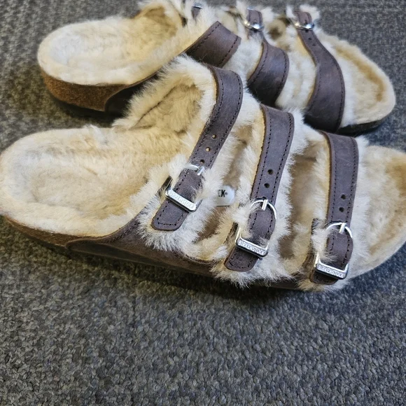 Birkenstock Brown and Cream Furry Sandals Sze 38 (Size 7) - Picture 5 of 11